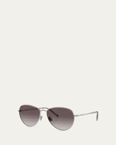 Brunello Cucinelli Oversized Titanium & Plastic Aviator Sunglasses | Thumbnail 5 Brunello Cucinelli Oversized Titanium & Plastic Aviator Sunglasses | Thumbnail 5
