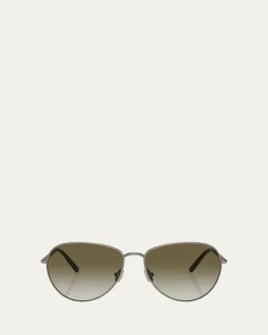 Brunello Cucinelli Oversized Titanium & Plastic Aviator Sunglasses | Thumbnail 7 Brunello Cucinelli Oversized Titanium & Plastic Aviator Sunglasses | Thumbnail 7