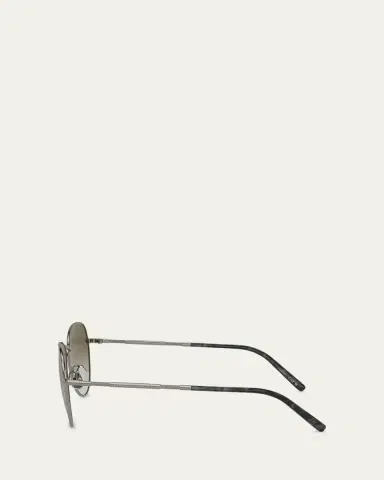 Brunello Cucinelli Oversized Titanium & Plastic Aviator Sunglasses | Thumbnail 9 Brunello Cucinelli Oversized Titanium & Plastic Aviator Sunglasses | Thumbnail 9