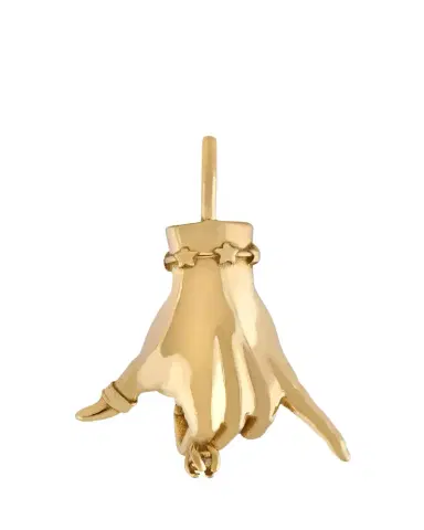 Maura Green Jewelry 14K Yellow Gold Shaka LadyFinger Pendant with Diamond | Thumbnail 1 Maura Green Jewelry 14K Yellow Gold Shaka LadyFinger Pendant with Diamond | Thumbnail 1