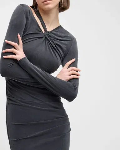 Giorgio Armani Cutout Viscose Jersey Body-Con Midi Dress | Thumbnail 6 Giorgio Armani Cutout Viscose Jersey Body-Con Midi Dress | Thumbnail 6