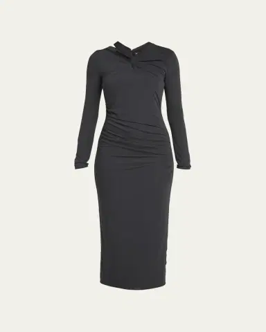 Giorgio Armani Cutout Viscose Jersey Body-Con Midi Dress | Thumbnail 7 Giorgio Armani Cutout Viscose Jersey Body-Con Midi Dress | Thumbnail 7