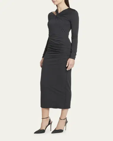 Giorgio Armani Cutout Viscose Jersey Body-Con Midi Dress | Thumbnail 10 Giorgio Armani Cutout Viscose Jersey Body-Con Midi Dress | Thumbnail 10