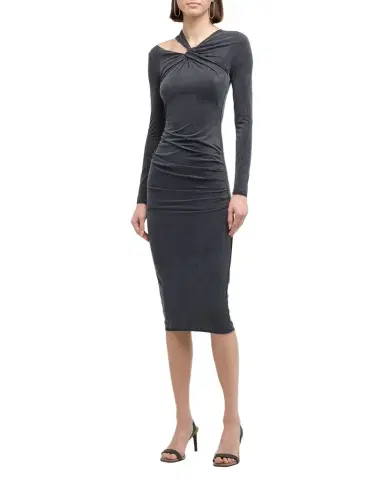 Giorgio Armani Cutout Viscose Jersey Body-Con Midi Dress | Thumbnail 1 Giorgio Armani Cutout Viscose Jersey Body-Con Midi Dress | Thumbnail 1