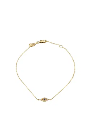 Sydney Evan 14K Yellow Gold and Diamond Small Bezel Evil Eye Bracelet | Thumbnail 1 Sydney Evan 14K Yellow Gold and Diamond Small Bezel Evil Eye Bracelet | Thumbnail 1