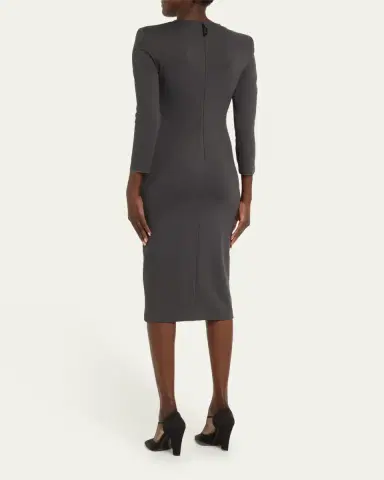 Giorgio Armani Tab-Front Gathered Jersey Sheath Dress | Thumbnail 3 Giorgio Armani Tab-Front Gathered Jersey Sheath Dress | Thumbnail 3