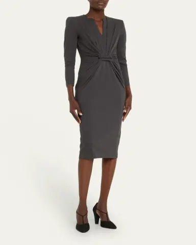 Giorgio Armani Tab-Front Gathered Jersey Sheath Dress | Thumbnail 4 Giorgio Armani Tab-Front Gathered Jersey Sheath Dress | Thumbnail 4