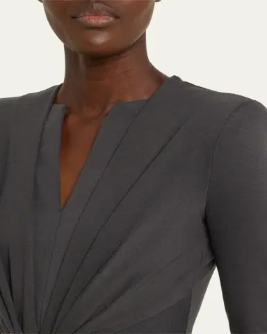 Giorgio Armani Tab-Front Gathered Jersey Sheath Dress | Thumbnail 5 Giorgio Armani Tab-Front Gathered Jersey Sheath Dress | Thumbnail 5