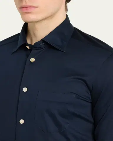 Kiton Men's Nerano Pocket Sport Shirt | Thumbnail 5 Kiton Men's Nerano Pocket Sport Shirt | Thumbnail 5