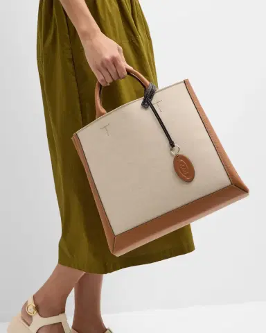 Tod's Large Double Up Leather and Canvas Shopping Bag | Thumbnail 3 Tod's Large Double Up Leather and Canvas Shopping Bag | Thumbnail 3