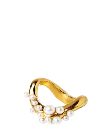 Beatriz Palacios 18K Gold Vermeil Wave Ring with Freshwater Pearls | Thumbnail 1 Beatriz Palacios 18K Gold Vermeil Wave Ring with Freshwater Pearls | Thumbnail 1