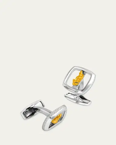 Tateossian Men's Limited Edition Gold Nugget Cufflinks in Silver | Thumbnail 2 Tateossian Men's Limited Edition Gold Nugget Cufflinks in Silver | Thumbnail 2