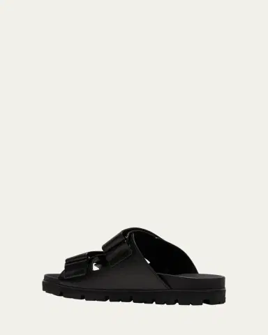 Prada Men's Fussbett Leather Dual-Grip Slide Sandals | Thumbnail 2 Prada Men's Fussbett Leather Dual-Grip Slide Sandals | Thumbnail 2