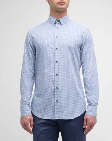Giorgio Armani Men's Micro-Box Cotton Sport Shirt | Thumbnail 3 Giorgio Armani Men's Micro-Box Cotton Sport Shirt | Thumbnail 3