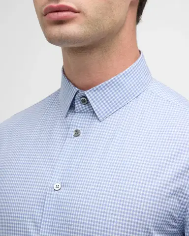 Giorgio Armani Men's Micro-Box Cotton Sport Shirt | Thumbnail 4 Giorgio Armani Men's Micro-Box Cotton Sport Shirt | Thumbnail 4