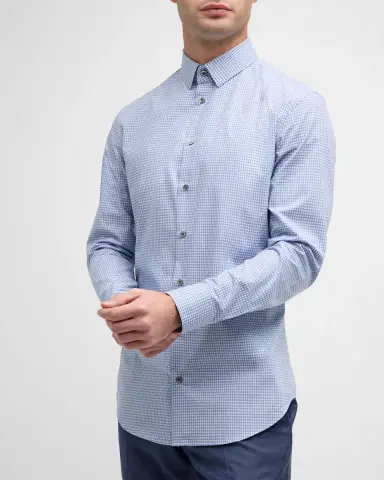 Giorgio Armani Men's Micro-Box Cotton Sport Shirt | Thumbnail 5 Giorgio Armani Men's Micro-Box Cotton Sport Shirt | Thumbnail 5
