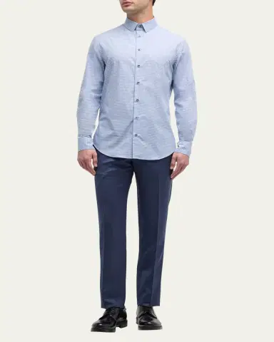 Giorgio Armani Men's Micro-Box Cotton Sport Shirt | Thumbnail 8 Giorgio Armani Men's Micro-Box Cotton Sport Shirt | Thumbnail 8