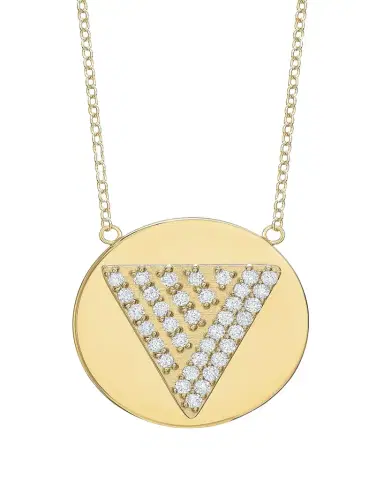 Tracee Nichols 14K Gold Love Triangle Diamond Token Necklace | Thumbnail 1 Tracee Nichols 14K Gold Love Triangle Diamond Token Necklace | Thumbnail 1