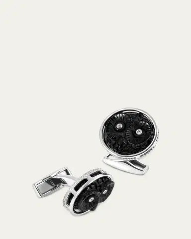 Tateossian Men's Sterling Silver Carved Horn Owl Cufflinks with Diamonds | Thumbnail 3 Tateossian Men's Sterling Silver Carved Horn Owl Cufflinks with Diamonds | Thumbnail 3