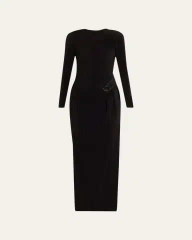 Giorgio Armani Plisse Jersey Gown with Beaded Hip Detail | Thumbnail 7 Giorgio Armani Plisse Jersey Gown with Beaded Hip Detail | Thumbnail 7