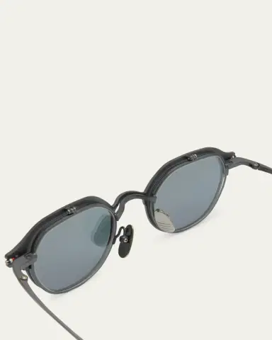 Thom Browne Men's Titanium Round Clip-On Sunglasses | Thumbnail 4 Thom Browne Men's Titanium Round Clip-On Sunglasses | Thumbnail 4