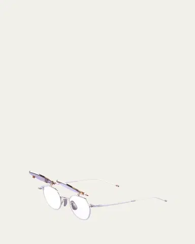 Thom Browne Men's Titanium Round Clip-On Sunglasses | Thumbnail 6 Thom Browne Men's Titanium Round Clip-On Sunglasses | Thumbnail 6