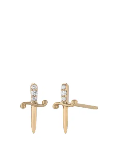 Maura Green Jewelry 14K Yellow Gold Dagger Stud Earrings with Diamonds | Thumbnail 1 Maura Green Jewelry 14K Yellow Gold Dagger Stud Earrings with Diamonds | Thumbnail 1