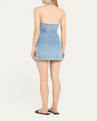 ALICE + OLIVIA Kendall Denim Halter Mini Dress | Thumbnail 3 ALICE + OLIVIA Kendall Denim Halter Mini Dress | Thumbnail 3