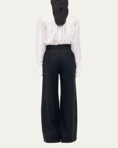 Another Tomorrow Pleated Front Wide-Leg Linen Trousers | Thumbnail 3 Another Tomorrow Pleated Front Wide-Leg Linen Trousers | Thumbnail 3