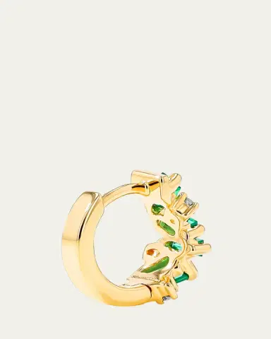 Suzanne Kalan 18k Yellow Gold Fireworks Emerald & Diamond Huggie Earrings | Thumbnail 2 Suzanne Kalan 18k Yellow Gold Fireworks Emerald & Diamond Huggie Earrings | Thumbnail 2