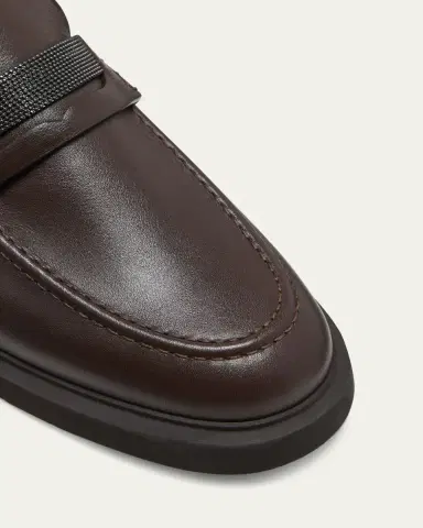 Brunello Cucinelli Leather Monili Penny Loafers | Thumbnail 3 Brunello Cucinelli Leather Monili Penny Loafers | Thumbnail 3