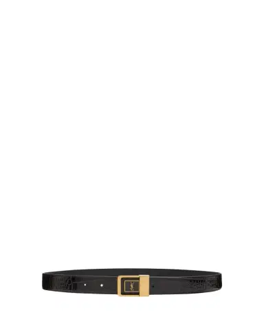 Saint Laurent Croc-Embossed Leather Square Buckle Belt | Thumbnail 1 Saint Laurent Croc-Embossed Leather Square Buckle Belt | Thumbnail 1