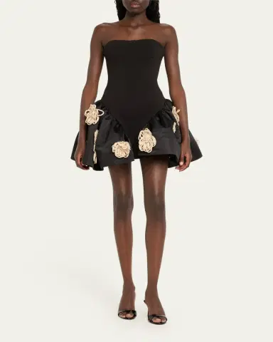Harbison Flora Cyclone Floral Applique Peplum Backless Mini Dress | Thumbnail 2 Harbison Flora Cyclone Floral Applique Peplum Backless Mini Dress | Thumbnail 2