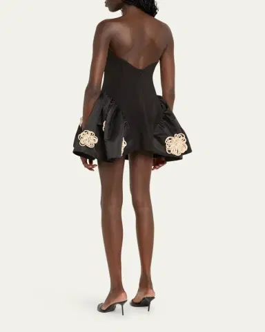 Harbison Flora Cyclone Floral Applique Peplum Backless Mini Dress | Thumbnail 3 Harbison Flora Cyclone Floral Applique Peplum Backless Mini Dress | Thumbnail 3