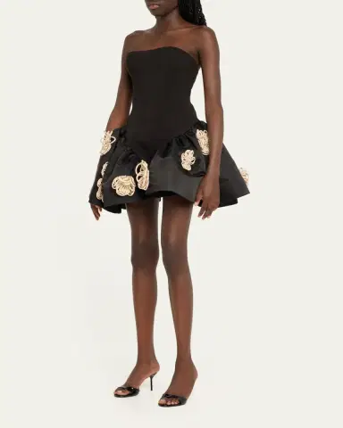 Harbison Flora Cyclone Floral Applique Peplum Backless Mini Dress | Thumbnail 4 Harbison Flora Cyclone Floral Applique Peplum Backless Mini Dress | Thumbnail 4