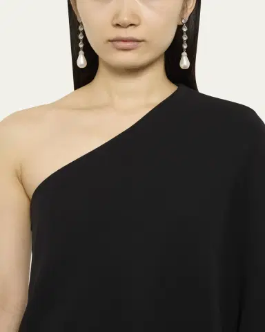 Ben-Amun Silver Crystal Earrings with Pearly Drop | Thumbnail 4 Ben-Amun Silver Crystal Earrings with Pearly Drop | Thumbnail 4