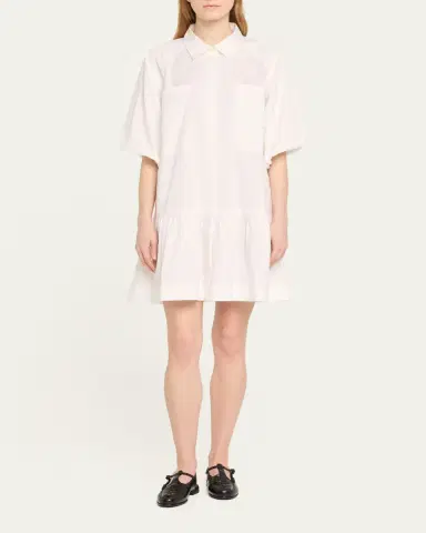 Simkhai Crissy Puff-Sleeve Cotton Poplin Mini Shirtdress | Thumbnail 2 Simkhai Crissy Puff-Sleeve Cotton Poplin Mini Shirtdress | Thumbnail 2