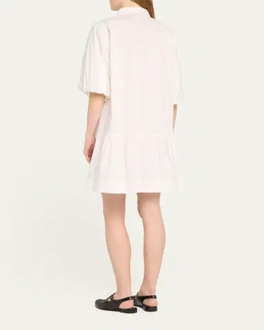 Simkhai Crissy Puff-Sleeve Cotton Poplin Mini Shirtdress | Thumbnail 3 Simkhai Crissy Puff-Sleeve Cotton Poplin Mini Shirtdress | Thumbnail 3