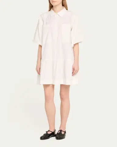 Simkhai Crissy Puff-Sleeve Cotton Poplin Mini Shirtdress | Thumbnail 4 Simkhai Crissy Puff-Sleeve Cotton Poplin Mini Shirtdress | Thumbnail 4
