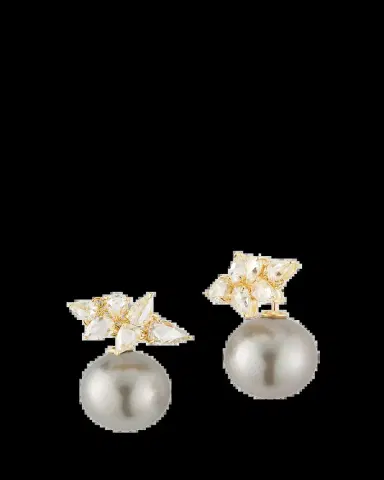 Mizuki 18K Yellow Gold Horizon Earrings with 13mm South Sea Pearls and Rose Cut Diamonds | Thumbnail 2 Mizuki 18K Yellow Gold Horizon Earrings with 13mm South Sea Pearls and Rose Cut Diamonds | Thumbnail 2