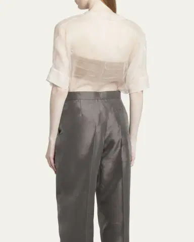 Giorgio Armani Short-Sleeve Sheer Silk Tunic Top With Cami | Thumbnail 3 Giorgio Armani Short-Sleeve Sheer Silk Tunic Top With Cami | Thumbnail 3