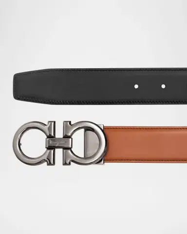 Ferragamo Men's Double Adjustable Leather Gancini Belt | Thumbnail 2 Ferragamo Men's Double Adjustable Leather Gancini Belt | Thumbnail 2