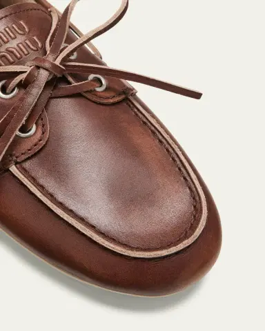 Miu Miu Leather Lace-Up Moccasins | Thumbnail 11 Miu Miu Leather Lace-Up Moccasins | Thumbnail 11
