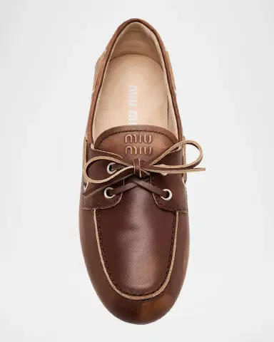 Miu Miu Leather Lace-Up Moccasins | Thumbnail 6 Miu Miu Leather Lace-Up Moccasins | Thumbnail 6
