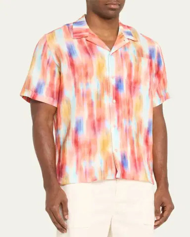 Vilebrequin Men's Ikat-Print Short-Sleeve Shirt | Thumbnail 4 Vilebrequin Men's Ikat-Print Short-Sleeve Shirt | Thumbnail 4