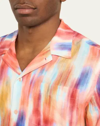 Vilebrequin Men's Ikat-Print Short-Sleeve Shirt | Thumbnail 5 Vilebrequin Men's Ikat-Print Short-Sleeve Shirt | Thumbnail 5