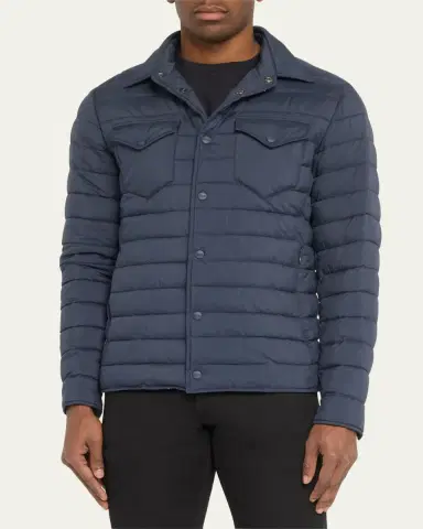 Herno Men's Padded Nylon Snap-Front Overshirt | Thumbnail 4 Herno Men's Padded Nylon Snap-Front Overshirt | Thumbnail 4