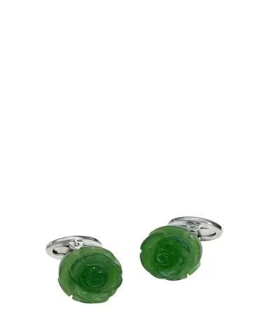 Jan Leslie Men's Hand-Carved Green Onyx Sterling Silver Cufflinks | Thumbnail 1 Jan Leslie Men's Hand-Carved Green Onyx Sterling Silver Cufflinks | Thumbnail 1