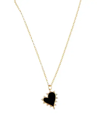 MONICA RICH KOSANN Black Agate Heart Necklace with Diamonds | Thumbnail 1 MONICA RICH KOSANN Black Agate Heart Necklace with Diamonds | Thumbnail 1