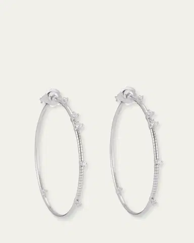 MATTIA CIELO 18K White Gold 40mm Diamond Hoop Earrings | Thumbnail 3 MATTIA CIELO 18K White Gold 40mm Diamond Hoop Earrings | Thumbnail 3